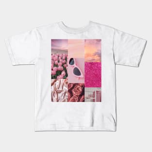 Pink Tulips and Glitter Print Kids T-Shirt